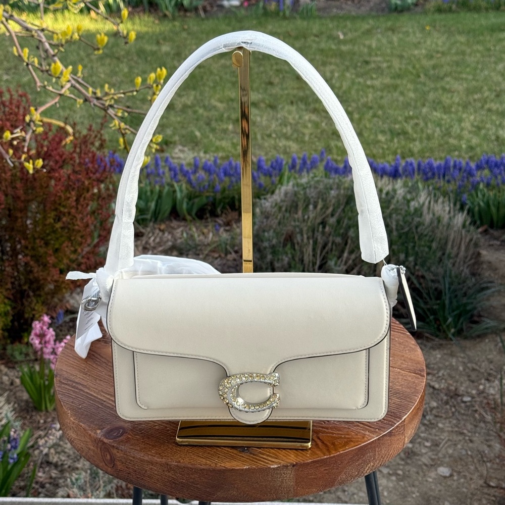 Coach Tabby 26 Chalk Silver Hardware 2 straps Crystal